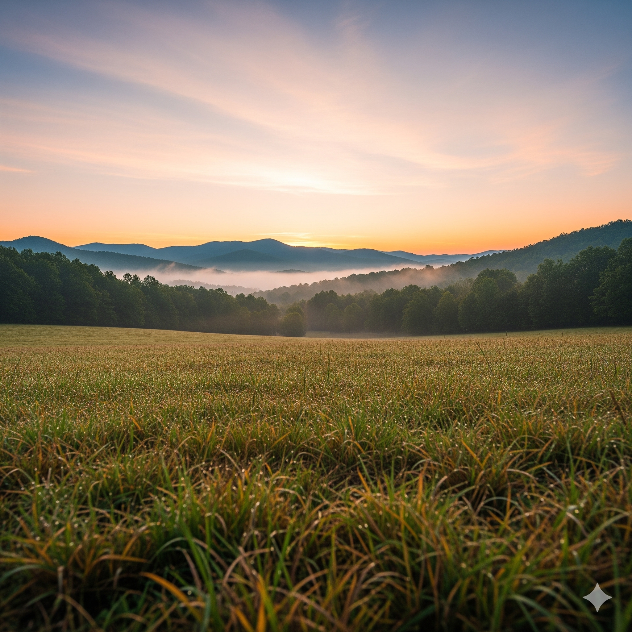 Rolling hills at sunrise